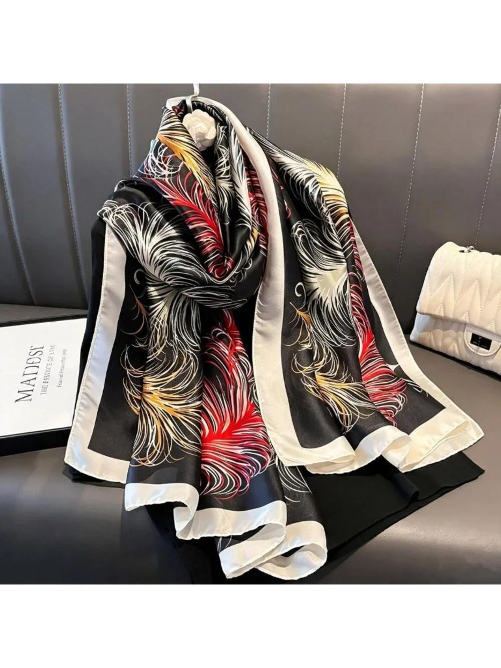 Silk Feel Long Square Scarf Shawl Wrap | Lightweight Fashion Accessory, Sun